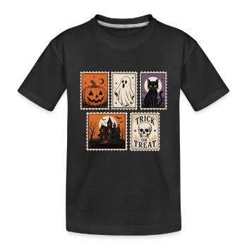 Halloween Spooky Stamps Fantôme Chat Fantôme - T-shirt bio Premium Enfant - noir - Devant