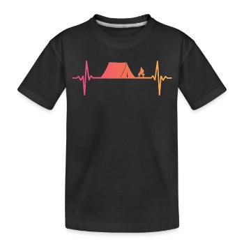 Camping Tent Sunset Heartbeat Tent - Kids' Premium Organic T-Shirt - black - Front