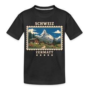 Schweiz Zermatt Vintage Reisemarke - Kinder Premium Bio T-Shirt - Schwarz - Vorne