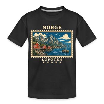 Norwegen Lofoten Vintage Reisemarke - Kinder Premium Bio T-Shirt - Schwarz - Vorne