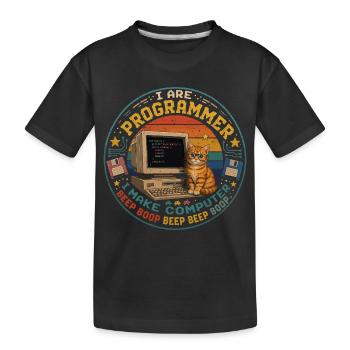 Chat Programmeur Informatique Humour Vintage Retro - T-shirt bio Premium Enfant - noir - Devant