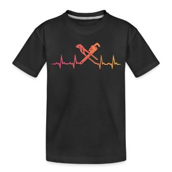 Heating Engineer Sunset Plumber's Heartbeat - Kids' Premium Organic T-Shirt - black - Front