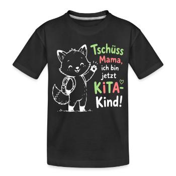 Kita Abschied Fox Illustration - Kinder Premium Bio T-Shirt - Schwarz - Vorne