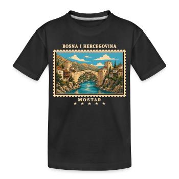 Bosnien und Herzegowina Mostar Vintage Reisemarke - Kinder Premium Bio T-Shirt - Schwarz - Vorne