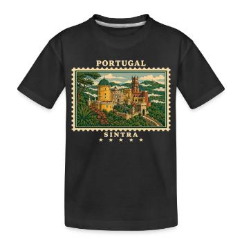 Portugal Sintra Vintage Reisemarke - Kinder Premium Bio T-Shirt - Schwarz - Vorne
