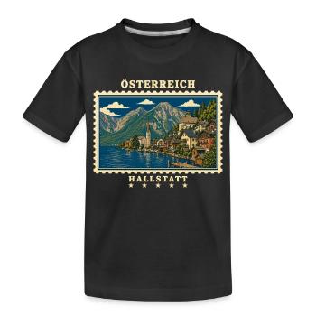 Österreich Hallstatt Vintage Reisemarke - Kinder Premium Bio T-Shirt - Schwarz - Vorne