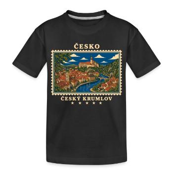 Tschechien Český Krumlov Vintage Reisemarke - Kinder Premium Bio T-Shirt - Schwarz - Vorne