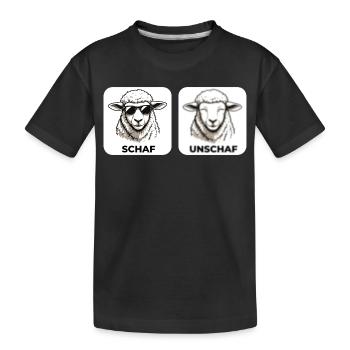 Schaf Unschaf - Wortspiel mit unscharf und Schaf - Kinder Premium Bio T-Shirt - Schwarz - Vorne