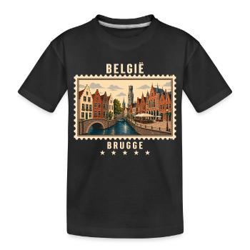 Belgien Brugge Vintage Reisemarke - Kinder Premium Bio T-Shirt - Schwarz - Vorne