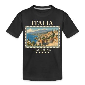 Italien Taormina Vintage Reisemarke - Kinder Premium Bio T-Shirt - Schwarz - Vorne