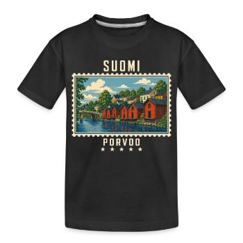 Finnland Porvoo Vintage Reisemarke - Kinder Premium Bio T-Shirt - Schwarz - Vorne