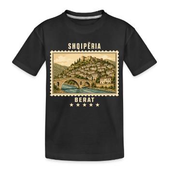 Albanien Berat Vintage Reisemarke - Kinder Premium Bio T-Shirt - Schwarz - Vorne