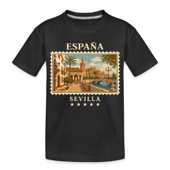 Spanien Sevilla Vintage Reisemarke - Kinder Premium Bio T-Shirt - Schwarz - Vorne