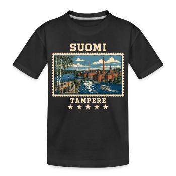 Finnland Tampere Vintage Reisemarke - Kinder Premium Bio T-Shirt - Schwarz - Vorne
