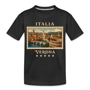 Italien Verona Vintage Reisemarke - Kinder Premium Bio T-Shirt - Schwarz - Vorne