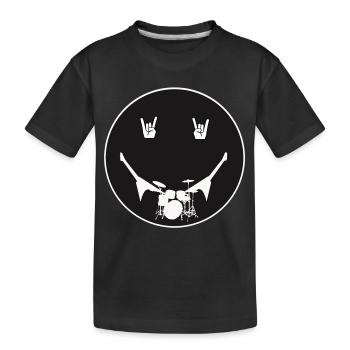 Rockige Schlagzeug Silhouette - Kinder Premium Bio T-Shirt - Schwarz - Vorne