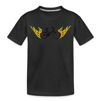 Vélo avec flammes - T-shirt bio Premium Enfant - noir - Devant