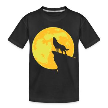 Heulender Wolf - Tier-Vollmond-Geschenk-Wildnis - Kinder Premium Bio T-Shirt - Schwarz - Vorne