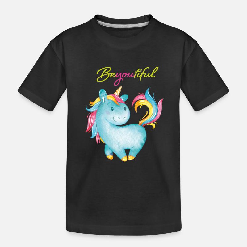 Unicorn Beyoutiful - Kinder Premium Bio T-Shirt - Schwarz