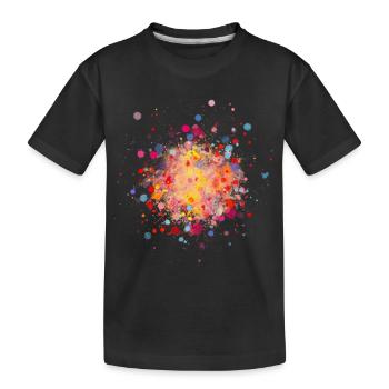 Farbspritzer Frühling bunt, Flecken und Tupfen - Kinder Premium Bio T-Shirt - Schwarz - Vorne