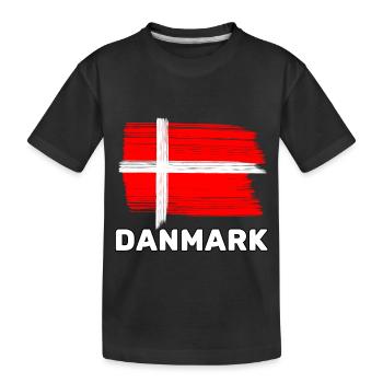 Denmark with national flag - Kids' Premium Organic T-Shirt - black - Front
