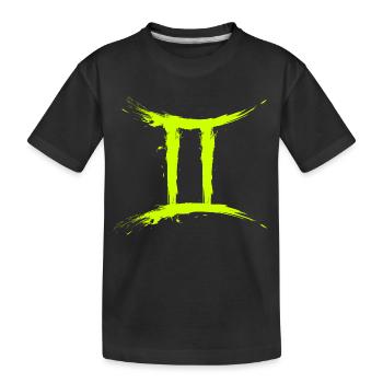 Sternzeichen Zwillinge Gelb Gemini Symbol - Kinder Premium Bio T-Shirt - Schwarz - Vorne