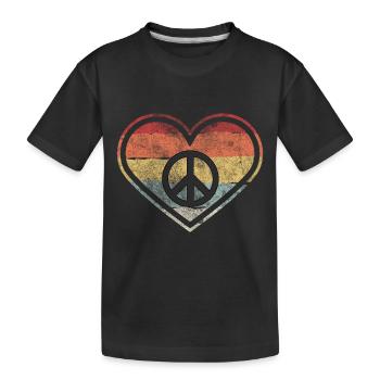 Hippie Heart | Hippies Peace Sign Love Gift - Kids' Premium Organic T-Shirt - black - Front