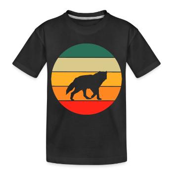 Wald Tier Geschenk Waldbewohner Retro Wolf - Kinder Premium Bio T-Shirt - Schwarz - Vorne
