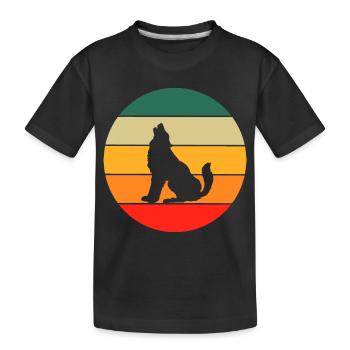 Forest Animal Predator Gift Retro Howling Wolf - Kids' Premium Organic T-Shirt - black - Front