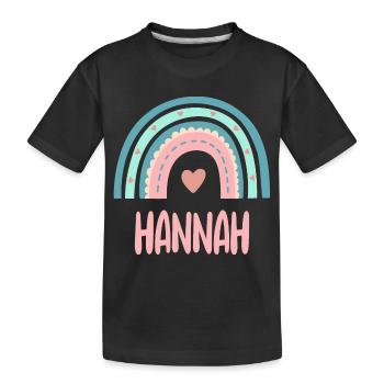 Hannah Name Regenbogen Baby - Kinder Premium Bio T-Shirt - Schwarz - Vorne