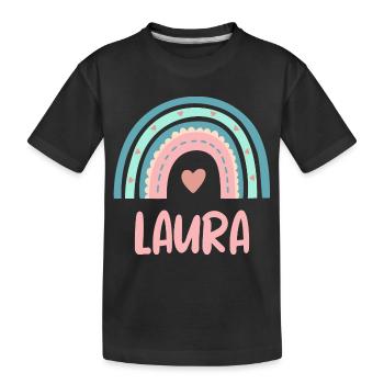Laura Name Regenbogen Baby - Kinder Premium Bio T-Shirt - Schwarz - Vorne