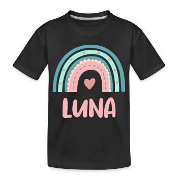 Luna Name Rainbow Baby - Kids' Premium Organic T-Shirt - black - Front