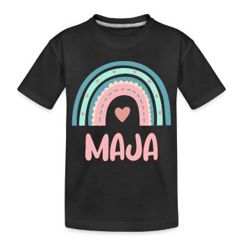 Maja Name Regenbogen Baby - Kinder Premium Bio T-Shirt - Schwarz - Vorne
