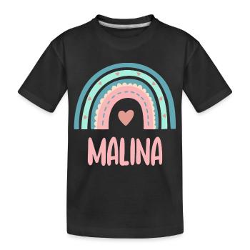 Malina Name Regenbogen Baby - Kinder Premium Bio T-Shirt - Schwarz - Vorne