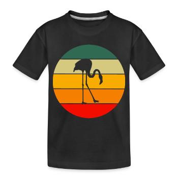Tropischer Vogel Tier Geschenk Retro Flamingo - Kinder Premium Bio T-Shirt - Schwarz - Vorne