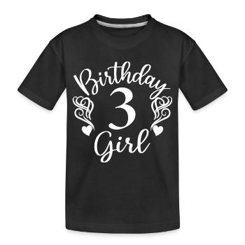 Fille de 3ème anniversaire, cadeau de 3 ans pour les enfants - T-shirt bio Premium Enfant - noir - Devant
