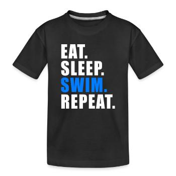 EAT SLEEP SWIM REPEAT Swimming Lifeguard Float - Kids' Premium Organic T-Shirt - black - Front