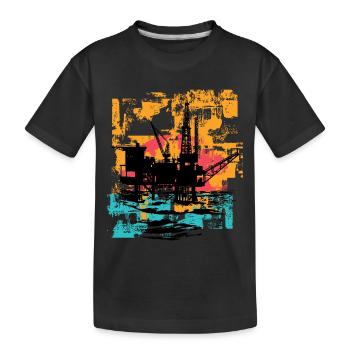 Bohrinsel Arbeiter - Kinder Premium Bio T-Shirt - Schwarz - Vorne