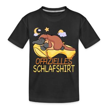 offizielles Schlafshirt Schnabeltier - Kinder Premium Bio T-Shirt - Schwarz - Vorne