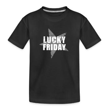 LUCKY FRIDAY - GlücksTshirt - used look - Stern - Kinder Premium Bio T-Shirt - Schwarz - Vorne