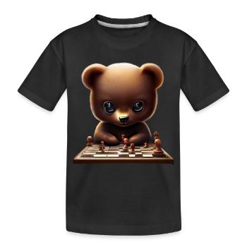 Bear playing chess - Kids' Premium Organic T-Shirt - black - Front