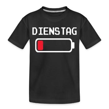 Dienstag Batterie leer Design - Kinder Premium Bio T-Shirt - Schwarz - Vorne
