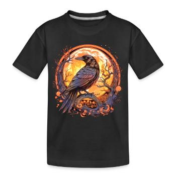 Corbeau, Pleine Lune, Celtique, Nordique, Païen, Oiseau, - T-shirt bio Premium Enfant - noir - Devant