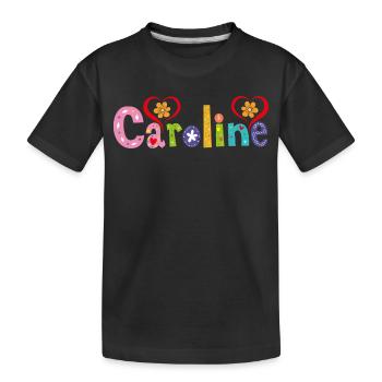 Personalisierter Caroline-Name - Kinder Premium Bio T-Shirt - Schwarz - Vorne