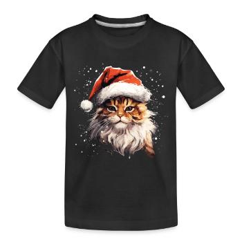 Chat Noël Noël Chat Joyeux Catmas - T-shirt bio Premium Enfant - noir - Devant