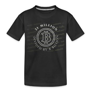 21 Million Divided by 8 Billion Bitcoin T-Shirt - Kids' Premium Organic T-Shirt - black - Front