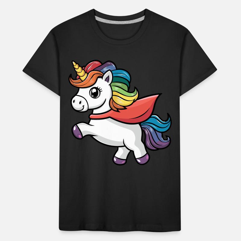 Lustiges Einhorn als Held für einen Superheld Kinder Premium Bio T-Shirt