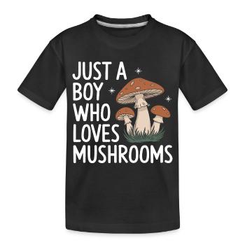 Pilz Pilze Funghi Champignon - Kinder Premium Bio T-Shirt - Schwarz - Vorne