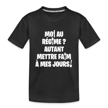 MOI AU RÉGIME, AUTANT M'AIGRIR (cuisine) ! blanc - T-shirt bio Premium Enfant - noir - Devant