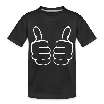 beide Daumen hoch thumbs up Hand Finger Hände - Kinder Premium Bio T-Shirt - Schwarz - Vorne